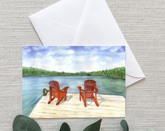 Lake Days - Greeting Cards - Gifts - 4"x6" - Cottage Life - Gifts - Thinking of You - Adirondack Chairs - Muskoka - Cheer up - Vacation