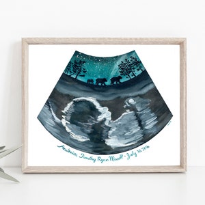Adventure Baby Sonogram Art CUSTOM ART Gifts for Her Pregnancy Art Baby Shower Gifts Mom to be Expectant Mothers Made to order image 7