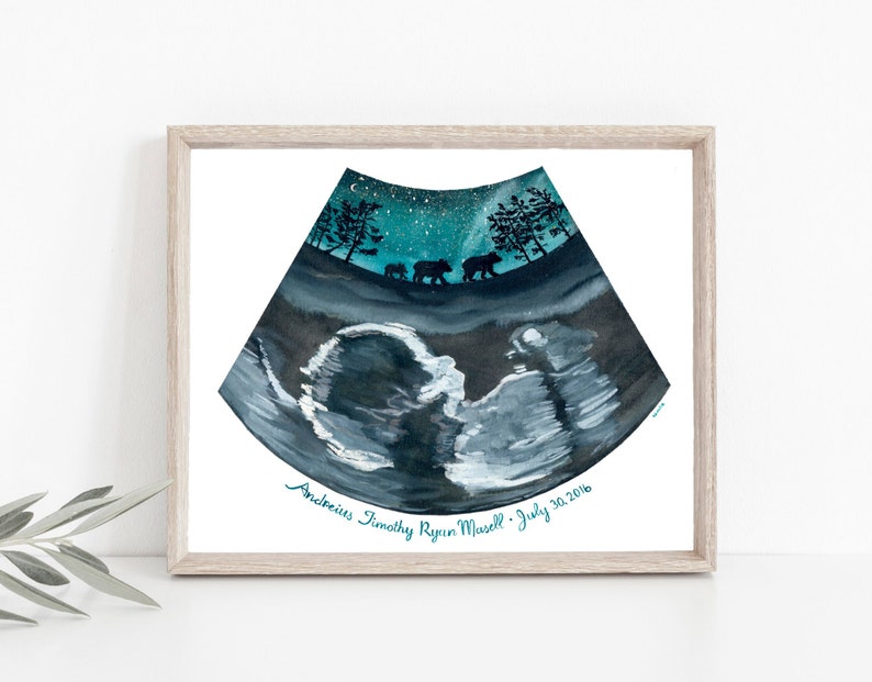 Adventure Baby Sonogram Art CUSTOM ART Gifts for Her Pregnancy Art Baby Shower Gifts Mom to be Expectant Mothers Made to order image 7