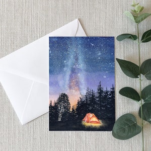 Afterglow Card - Carte de vœux - 4"x6 » - Carte individuelle - Cadeaux - Camping - Penser à vous - Été - Constellations -Ciel nocturne -Étoiles