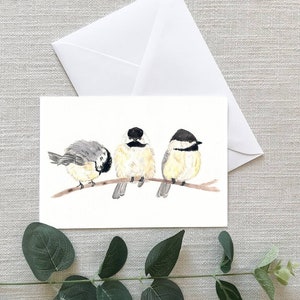 Chickadees Three Greeting Cards Gifts 4x6 Bird Cards Thinking of You Missing You Friendships Family of three Love image 1