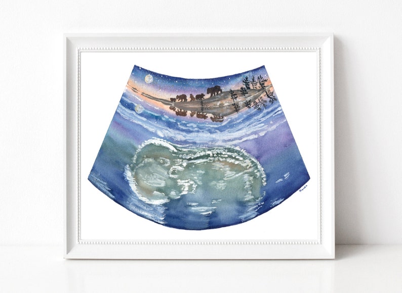 Adventure Baby Sonogram Art CUSTOM ART Gifts for Her Pregnancy Art Baby Shower Gifts Mom to be Expectant Mothers Made to order image 6