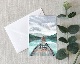 Misty Emerald Paddle - Greeting Cards - Gifts for her - 4"x6" - Individual - Canoeing - Wilderness - Adventure - Encouragement - Journey