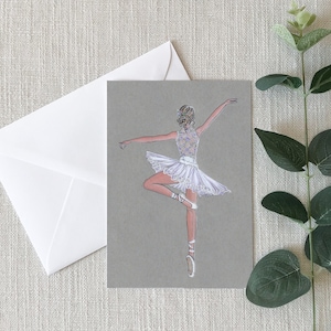 Pirouette Ballerina - Cartes de vœux - 4x6 - Individuel - Cadeaux pour elle - Ballerina Art - Tulle Tutu- Ballet - Violet -Pantoufles -Ballet Love
