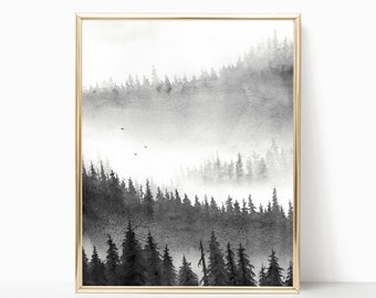 Misty Pine Forest - 8"x10" - Various Sizes - Wall Art - Gifts for her - Gifts for Him - Travel - Wilderness - West Coast - Home Decor