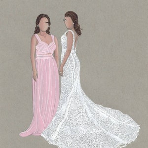 Blossom & Belle Bridal Bridesmaids Various Sizes Wall Art Bridal Illustration Contact for Custom Maid of Honor and Bride Gifts image 9