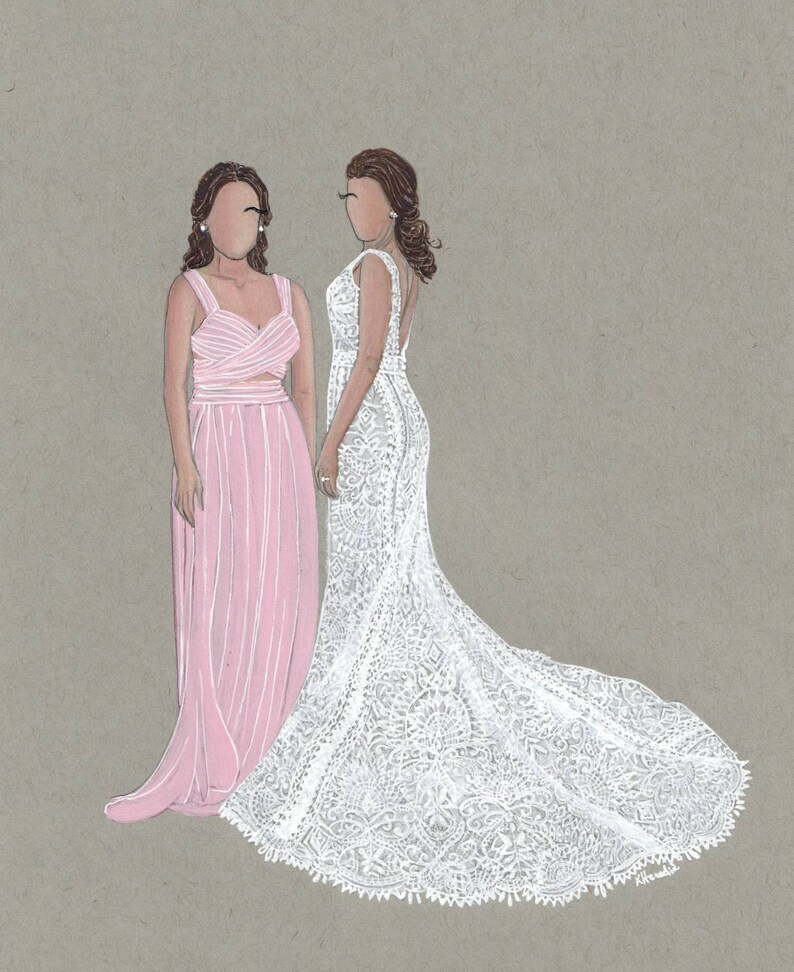 Blossom & Belle Bridal Bridesmaids Various Sizes Wall Art Bridal Illustration Contact for Custom Maid of Honor and Bride Gifts image 9