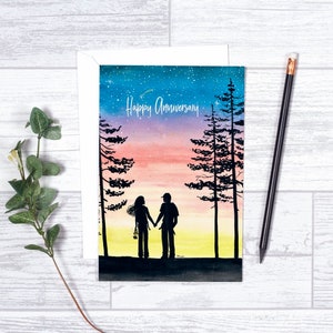 Mientras las estrellas estén por encima de ti - Tarjetas de felicitación - 4"x6" - Individual - Regalos para ella - Regalos para él - Feliz Aniversario - Pareja al aire libre