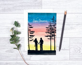 As Long as Stars Are Above You - Greeting Cards - 4"x6" - Individual - Gifts for Her - Gifts for Him - Happy Anniversary - Outdoors Couple