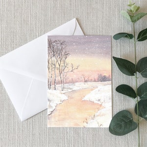 Winter Sunrise Card - Biglietto d'auguri - 4"x6" - Biglietto individuale - Regali - Neve - Fiume - Pensando a te - Scena invernale - Motivazionale