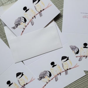 Chickadees Three Greeting Cards Gifts 4x6 Bird Cards Thinking of You Missing You Friendships Family of three Love image 4