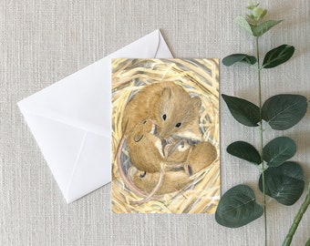 Momma & Baby Mice - Greeting Cards - Gifts - 4"x6" - Mouse Card - Thinking of You - Family - Love - Nature - Barn Mice - Woodland Creatures