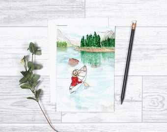 Not All Who Wander Are Lost - Note Cards - Gifts for her - 4"x6" - Individual - Canoeing - Wilderness - Great Outdoors - Adventure -Discover