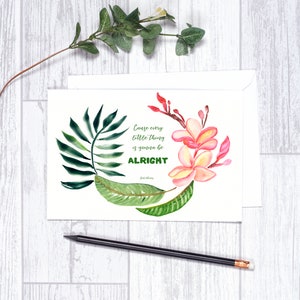 Parce que chaque petite chose va être une couronne florale - Cartes de vœux - Cadeaux - 4 « x6 » - Bob Marley - Cartes florales - Fleurs tropicales