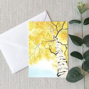 Yellow Birch Tree - Greeting Cards - 4"x6" - Single Card - Gifts - Autumn - Birch Tree - Thinking of You - Nature - Golden - Fall Trees