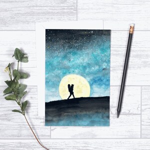 Wander Often Wonder Always - 4"x6" - Greeting Card - Gifts for him - Encouragement - Motivational - Wanderlust - Travel - Wilderness - Moon