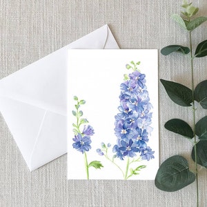 Blue Bird Delphiniums Card - Biglietto d'auguri - 4"x6" - Biglietto individuale - Regali per lei - Biglietto floreale - Pensando a te - Solo perché - Blu