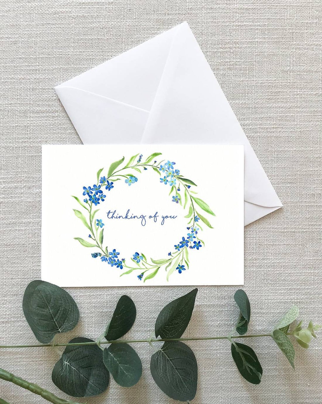 Thinking of You Forget Me Not Flower Wreath - Greeting Cards - Gifts ...
