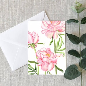 Pivoines coralliennes - Cartes de vœux - Cadeaux - 4"x6 » - Fleurs - Cadeaux pour elle - Cartes pivoines roses - Penser à vous - Fleurs - Amour -Vous manquer
