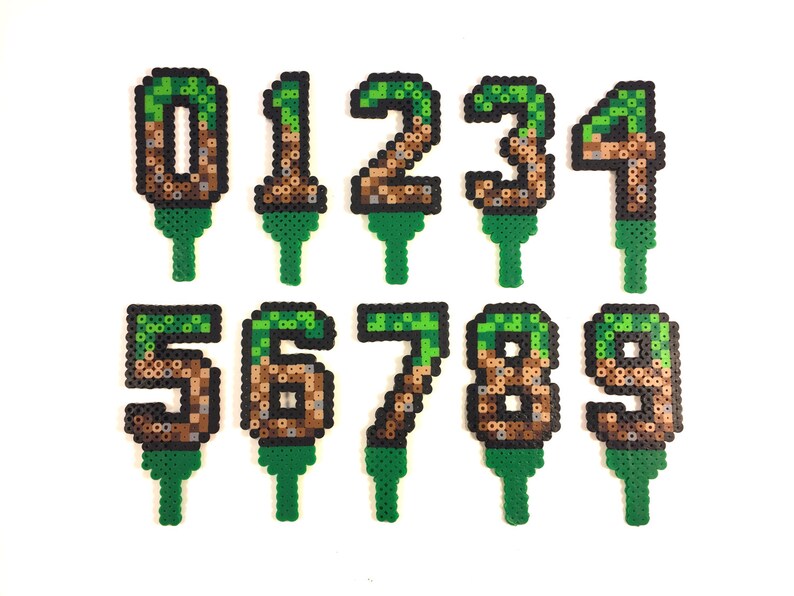 Minecraft Inspired Birthday Cake Age Numbers Etsy