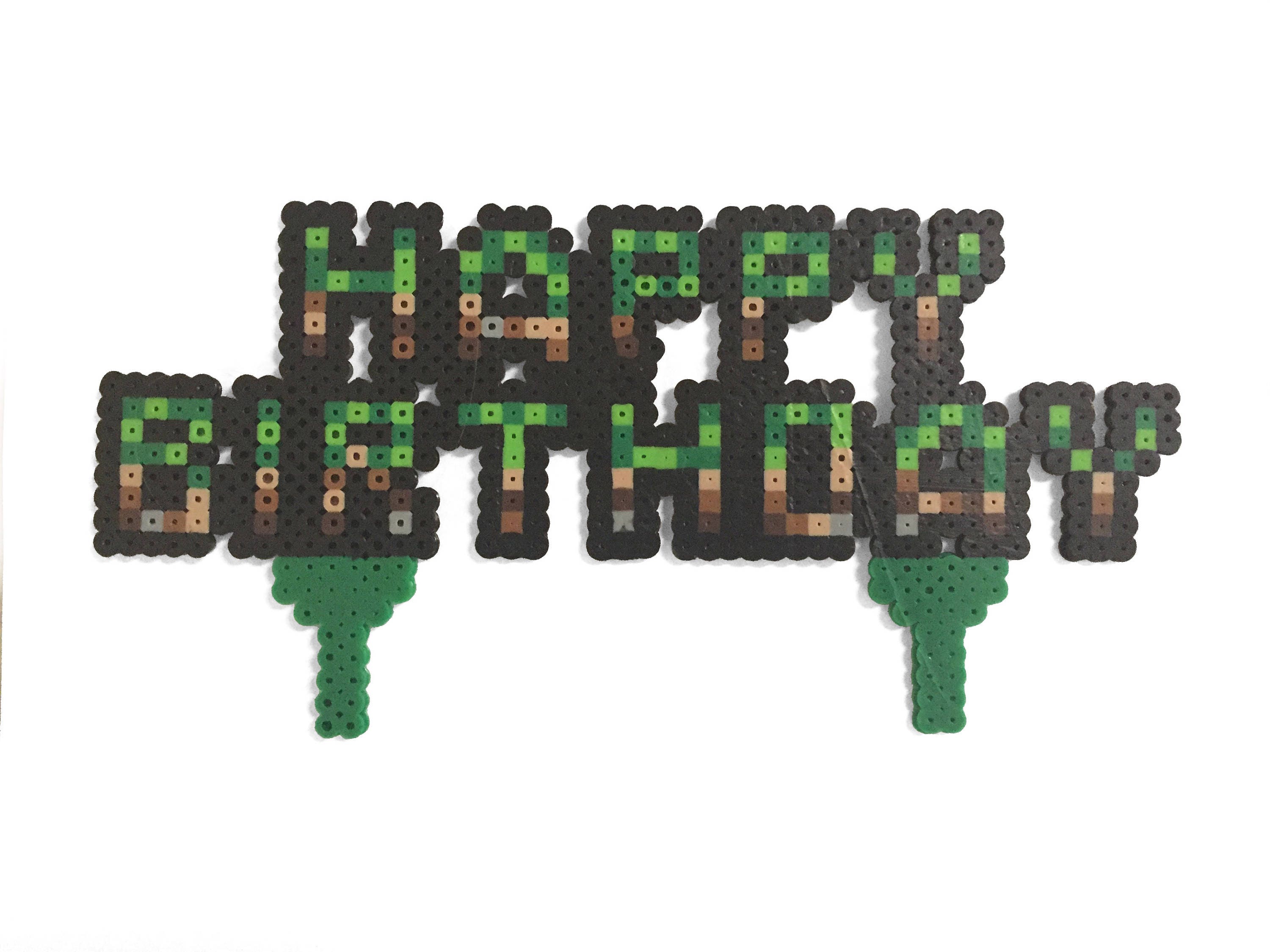 Minecraft Inspired Happy Birthday Cake Decoration Etsy