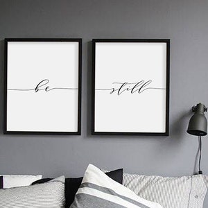 Be Still Print, Minimalist Typography Art, Bedroom Print, Be Still Poster Yoga Wall Art Relaxation Bedroom Wall Decoration, Instant Download image 1