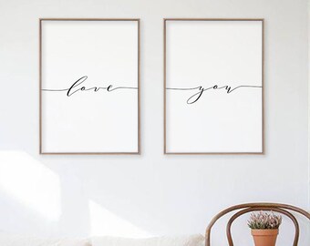 Love You, Printable Minimalist Typography Art, Love Print Love Poster Love Script, Scandinavian Wall Art Decoration Gift, Instant Download