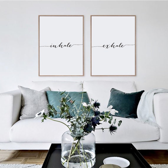 Inhale Exhale Print, Minimalist Typography Art, Yoga Wall Art, Pilates Art, Relaxation Gifts, Breathe Print, Home Wall Art, Instant Download