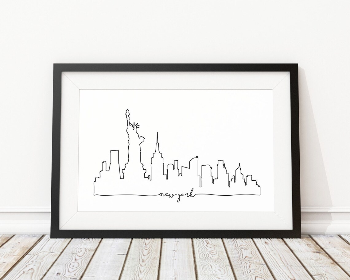 NYC Skyline Print New York City Skyline Outline Poster City - Etsy