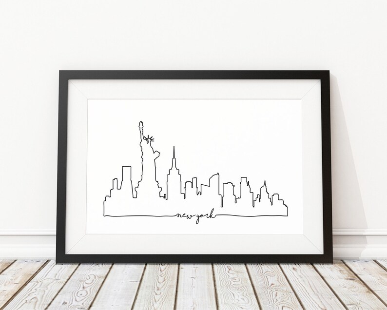NYC Skyline Print New York City Skyline Outline Poster City - Etsy