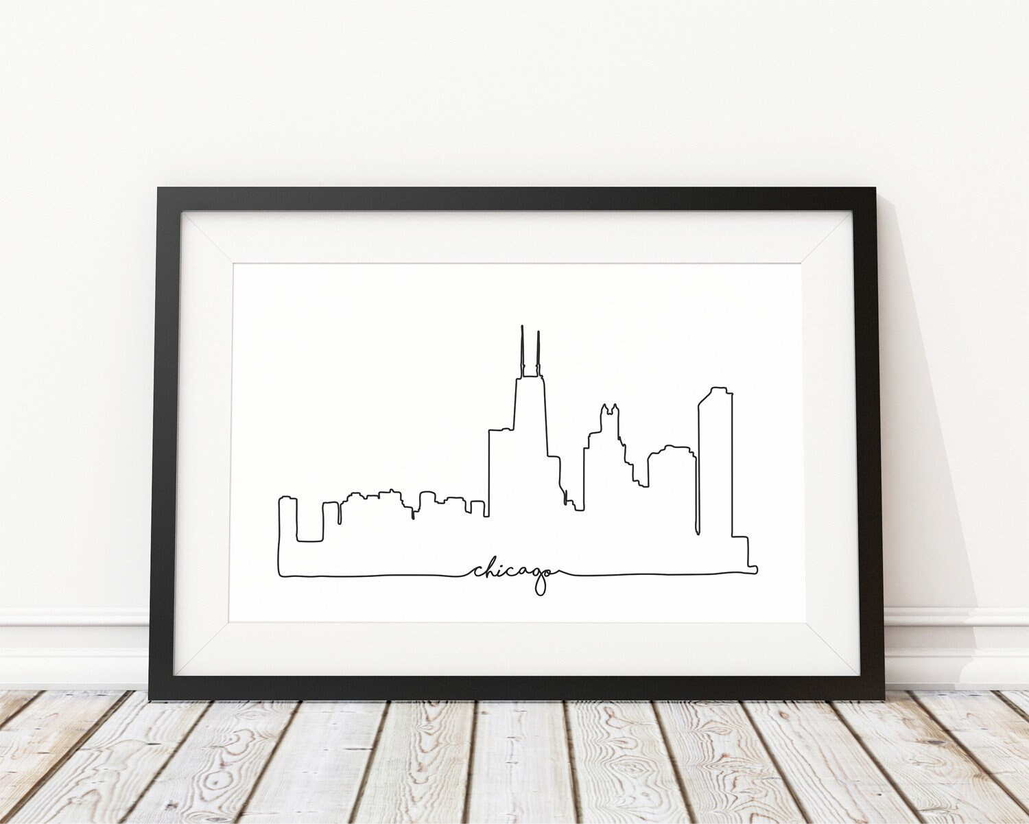 Chicago Skyline Print City Skyline Outline Poster City - Etsy
