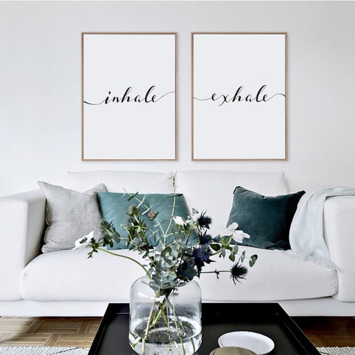 Imprimable Inhale Exhale, Art typographique minimaliste, Yoga Pilates Wall Art, Cadeaux de relaxation, Breathe Print, Home Wall Art, Téléchargement instantané