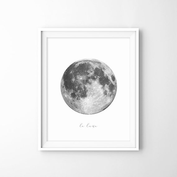 Full Moon In White Background Moon Photo Moon Wall Art Moon Etsy