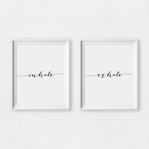 Inhale Exhale, Printable Minimalist Typography Art, Yoga Pilates Wall Art, Relaxation Gifts, Breathe Print, Home Wall Art, Instant Download image 2