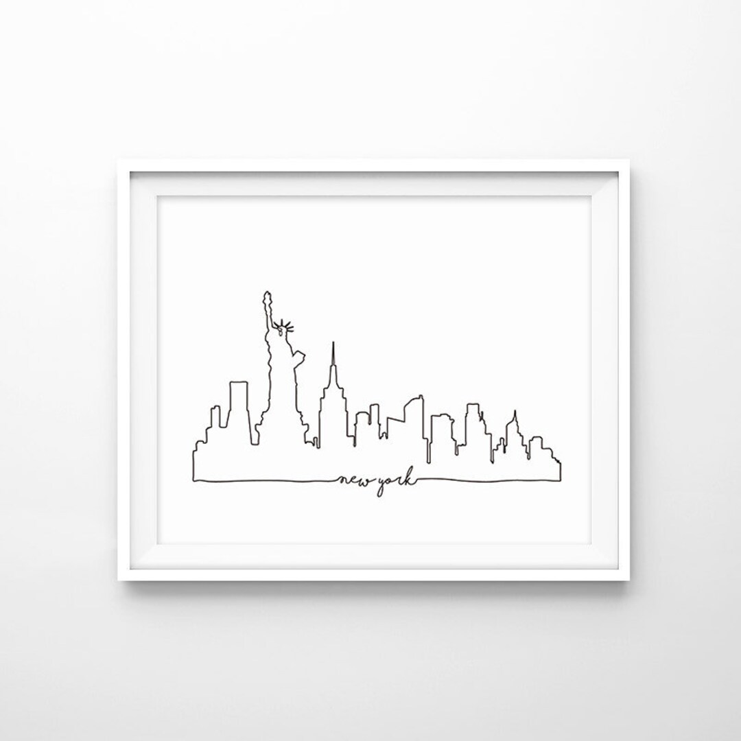 NYC Skyline Print, New York City Skyline Outline Poster, City Skyline ...