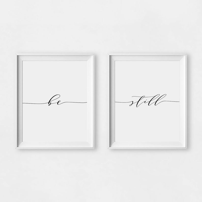 Be Still Print, Minimalist Typography Art, Bedroom Print, Be Still Poster Yoga Wall Art Relaxation Bedroom Wall Decoration, Instant Download image 2