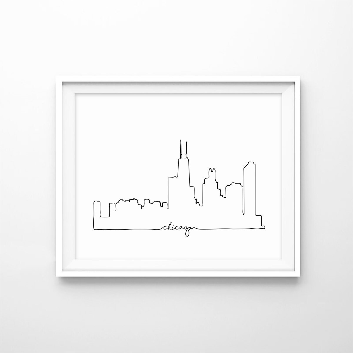 Chicago Skyline Print City Skyline Outline Poster City - Etsy