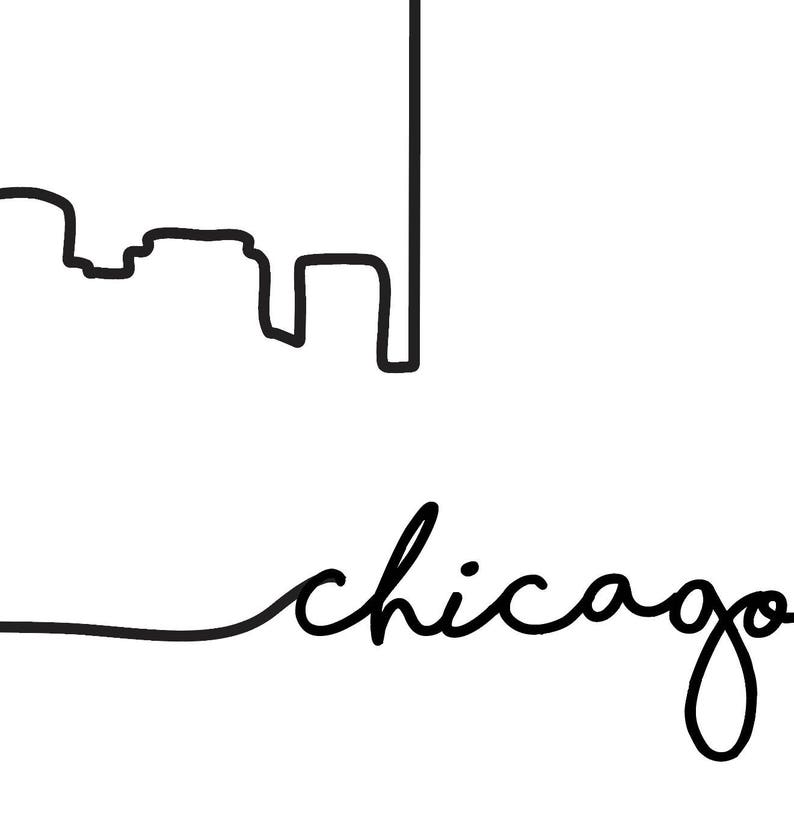 Chicago Skyline Print City Skyline Outline Poster City | Etsy