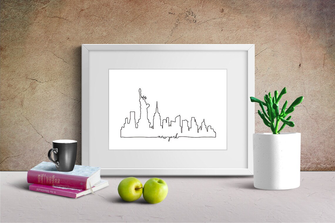 NYC Skyline Print New York City Skyline Outline Poster City - Etsy