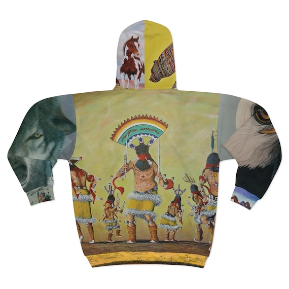 Benson Nez Design Navajo Artwork Unisex Zip Hoodie, Southwest