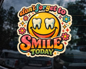Don't Forget to Smile Today Kiss-Cut Sticker | Retro Smiley, Floral