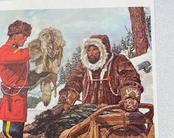 Vintage Arnold Friberg Print Canadian Mountie and Furs