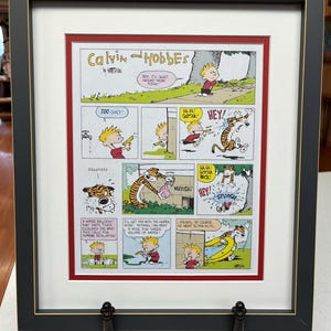 Framed Calvin and Hobbes Water Fight Comic Bill Watterson