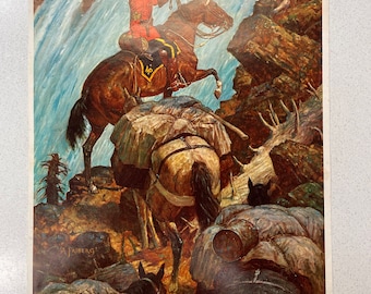 Vintage Arnold Friberg Print Canadian Mountie and Pioneers