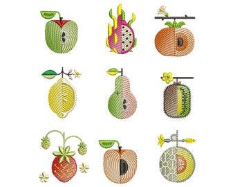40s Hand Embroidery 720 Applique Fruit Lemon Orange Pear Pineapple Plum Apple 