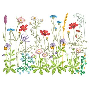 Danish Meadow Flower Herb Machine Embroidery, Daisy Easter Floral Botanical Garden Pattern Instant Download ZIP - 18 designs ANY SIZE