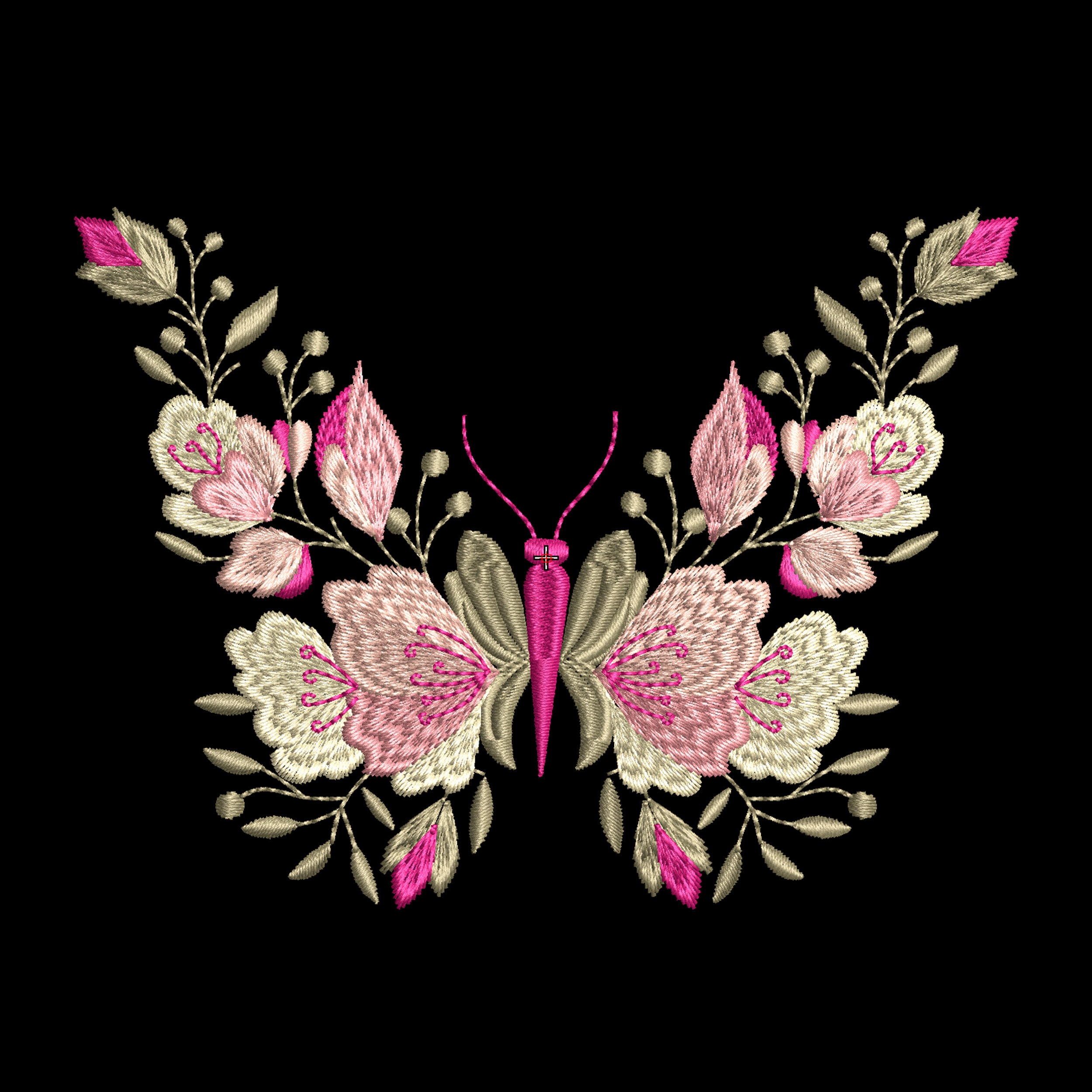 Flower butterfly machine embroidery floral botanical garden  etsy Flower butterfly machine embroidery floral botanical garden  etsy