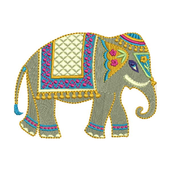 Elephant from Bohemian Jungle Machine Embroidery Design, Animal Indian Floral Summer Boho Pattern Instant Download ZIP - 6 sizes