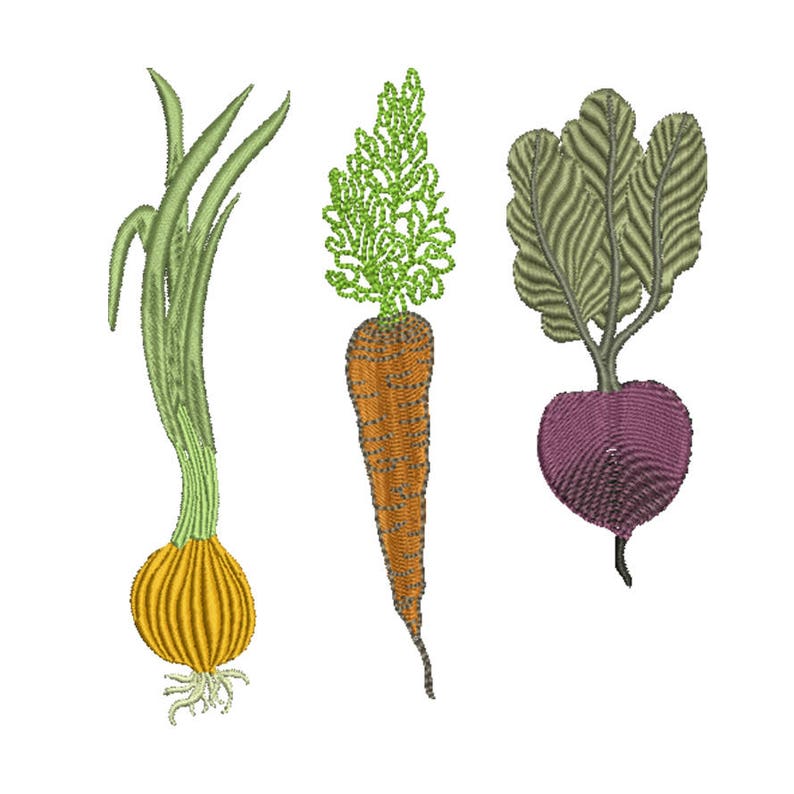 Happy Vegetables Garden Machine Embroidery Herb Salad Greens Etsy