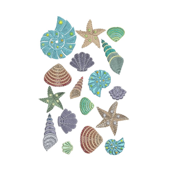 Sea Shells Machine Embroidery Bohemian Ocean Shell Design Pattern Instant Download ZIP